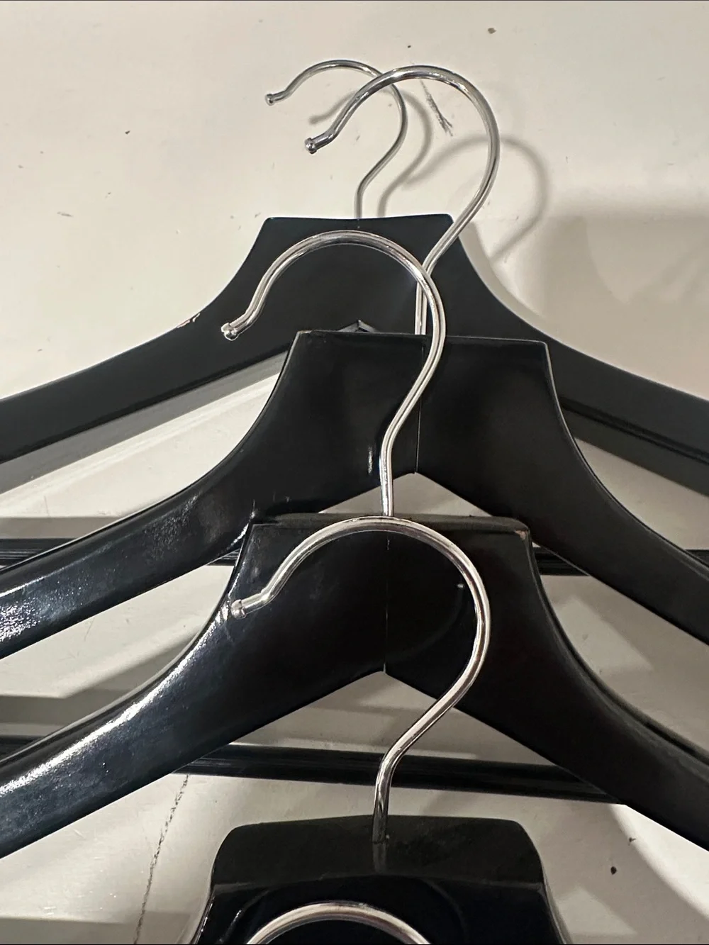 Black Wooden Suit Hangers with Metal Bar - Set of 6